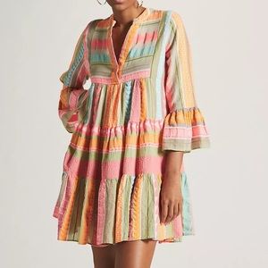Devotion Twins Embroidered Ella Tunic Dress in Coral - XS